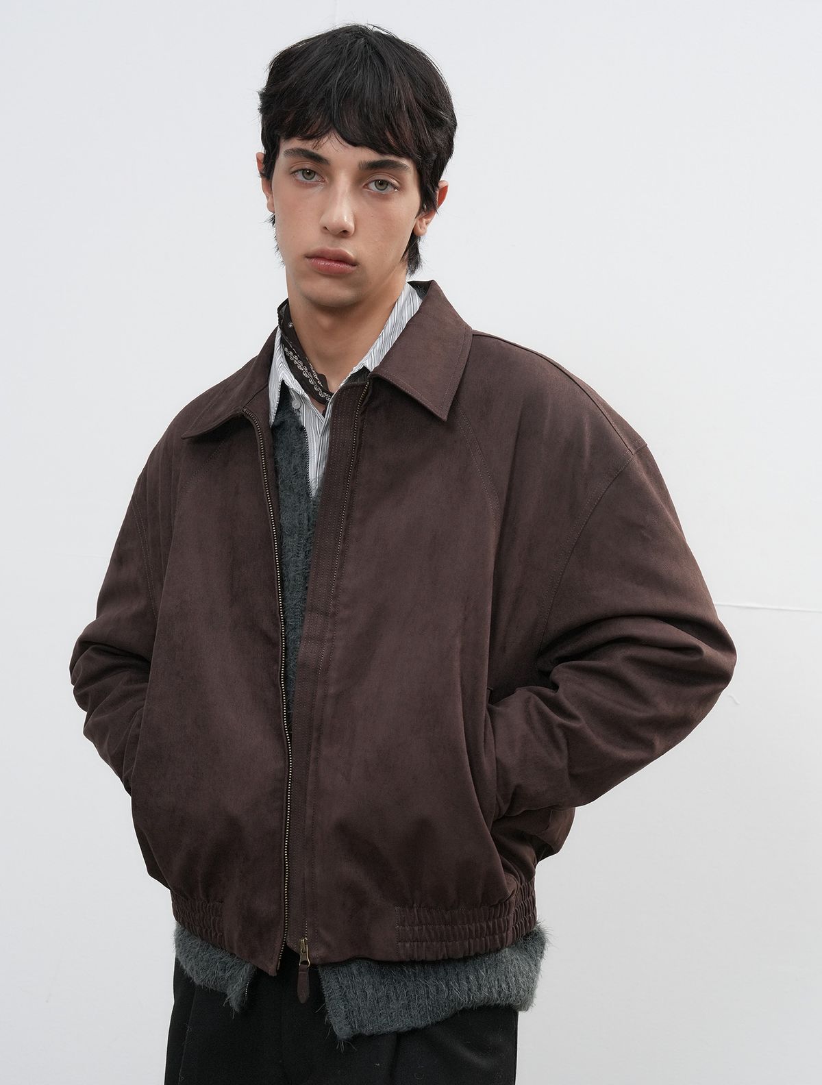 제너럴아이디어(GENERALIDEA) UNISEX 스웨이드 카라 블루종 [DARK BROWN] / SBE3U07010