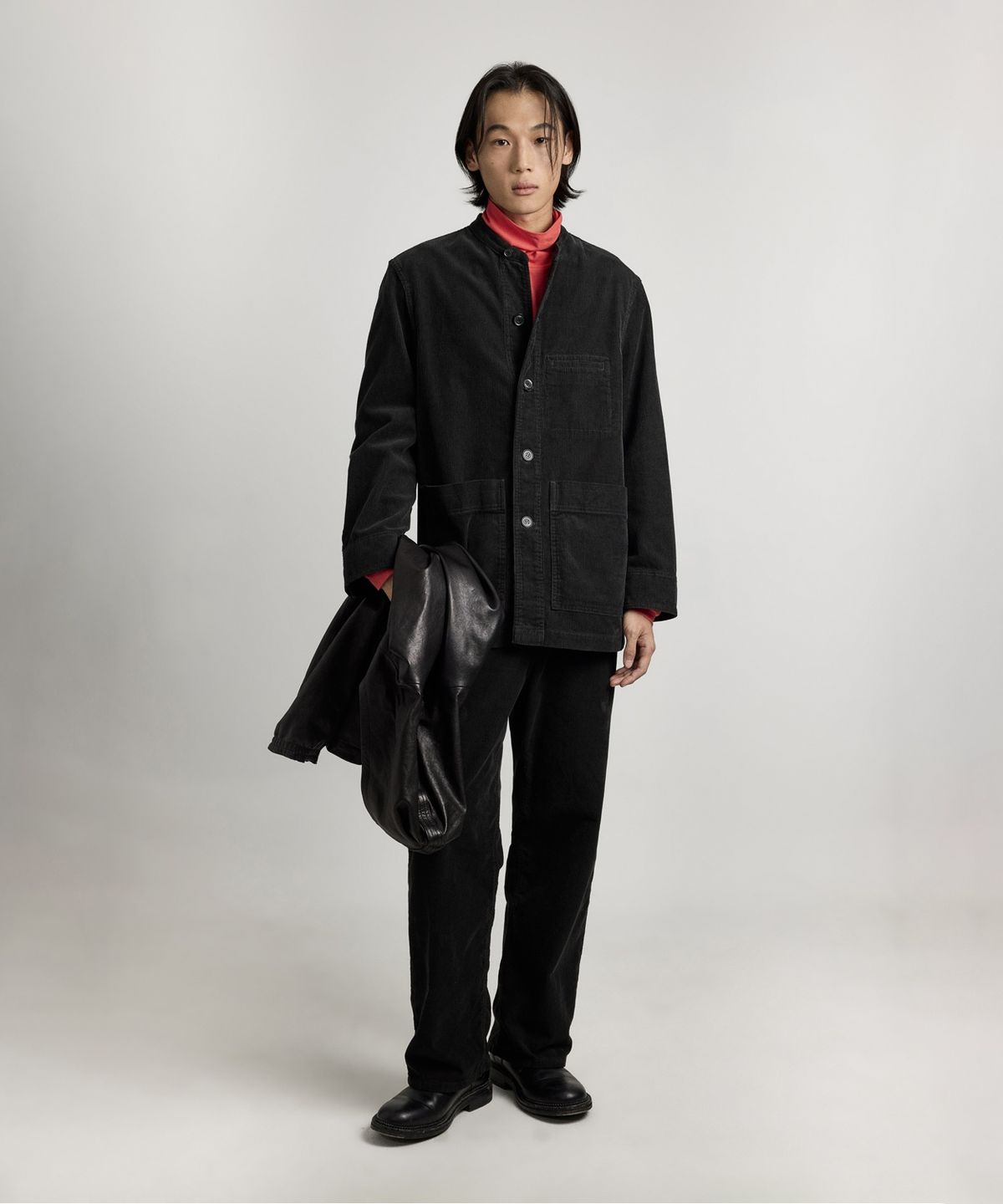 유스(YOUTH) Corduroy Stand Collar Jacket - Black