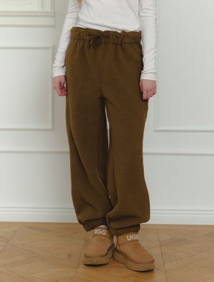 Boucle Wide Jogger Pants - brown