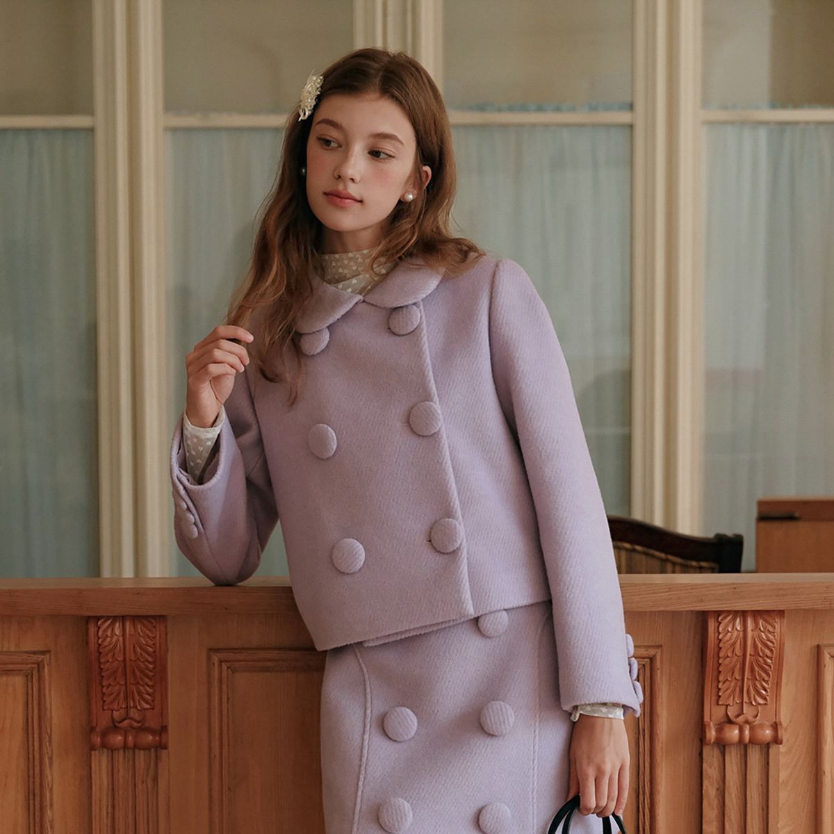 쎄무아듀(CEST MOIDEW) Cest_Lavender button wool jacket