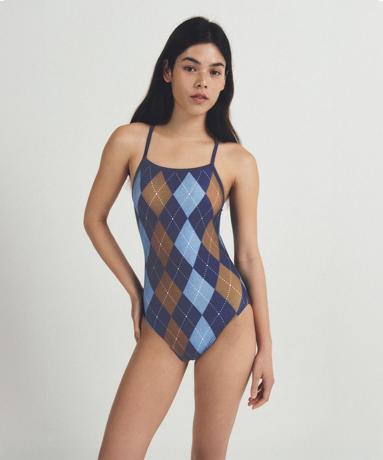 Velvet Argyle - Moca Navy