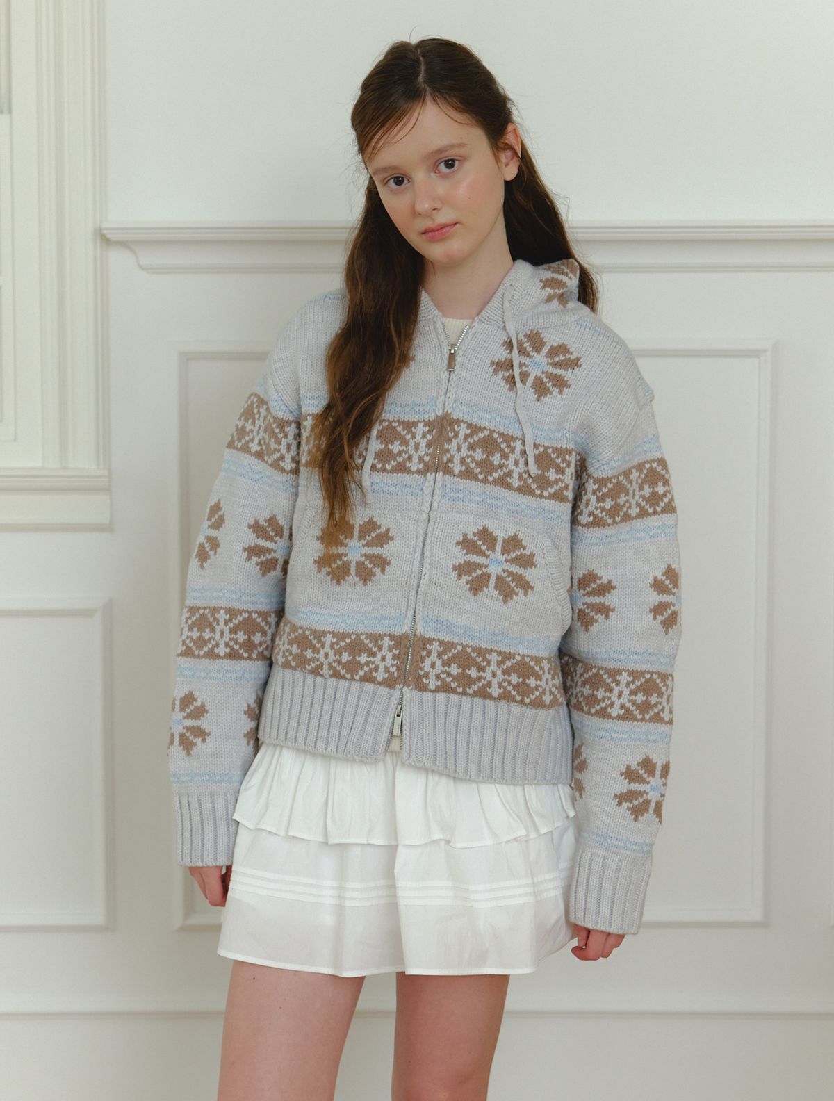 클루니(CLUNY) Snow alpaca knit zipup cardigan - gray