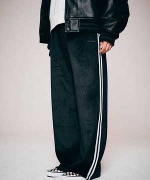 자수 레터링 코듀로이 트랙 팬츠 LP9PF973_BLACK