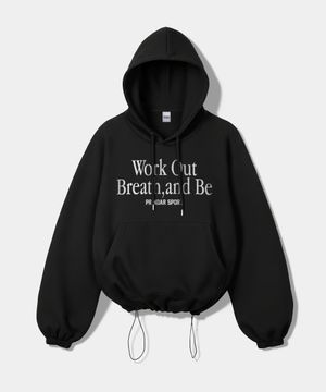 WOB 스트링 오버핏 후드 - 블랙