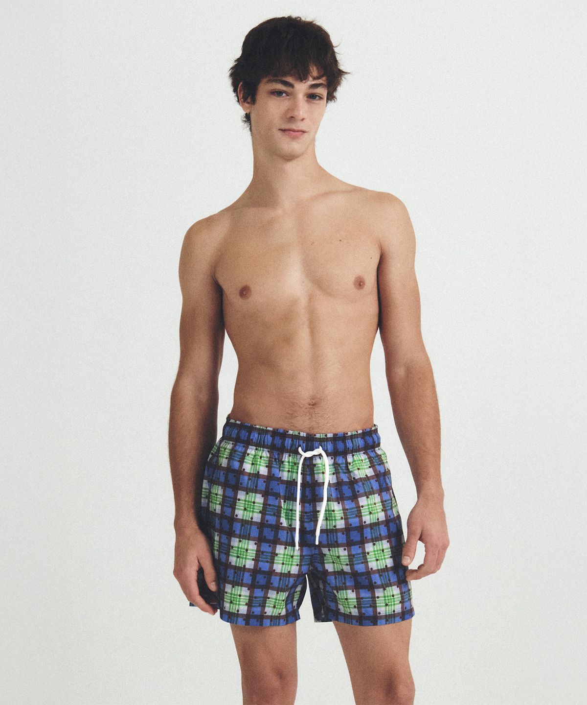 딜라잇풀(DELIGHTPOOL) Tartan Dot  Swim Trunks - Berry Forest
