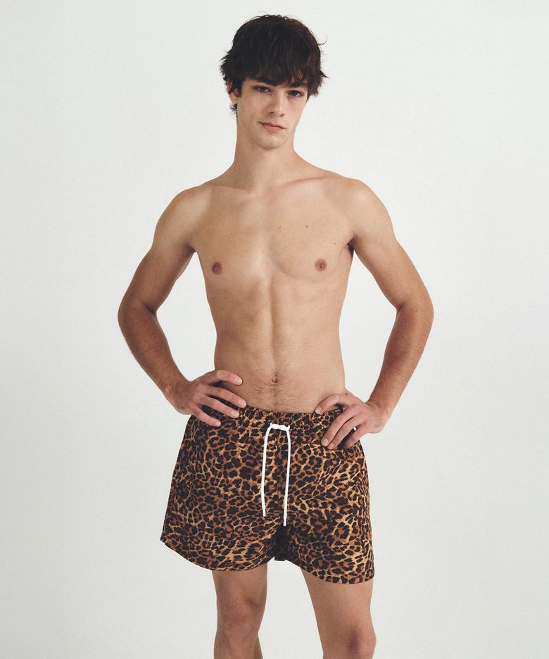 Sienna Leopard Swim Trunks - Toffee Brown