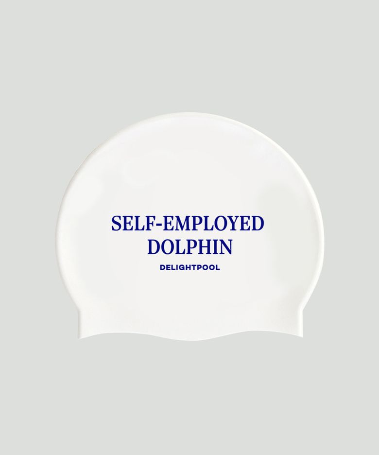 Self employed dolphin Swim Cap - White