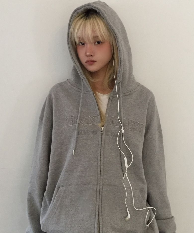 LUVISTRUE X MEANINGLESS OVERFIT HOOD ZIPUP(GRAY)