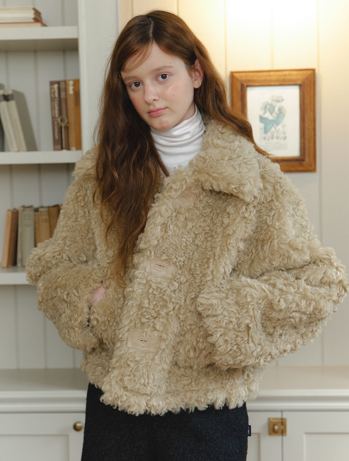 클루니(CLUNY) Teddy mood reversible mustang jacket - beige