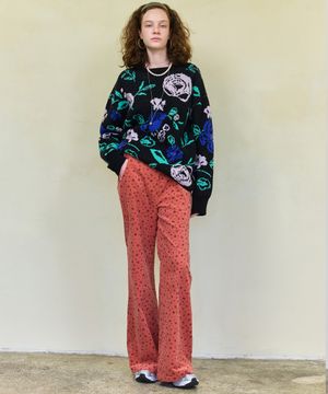 플라워 코듀로이 팬츠_핑크