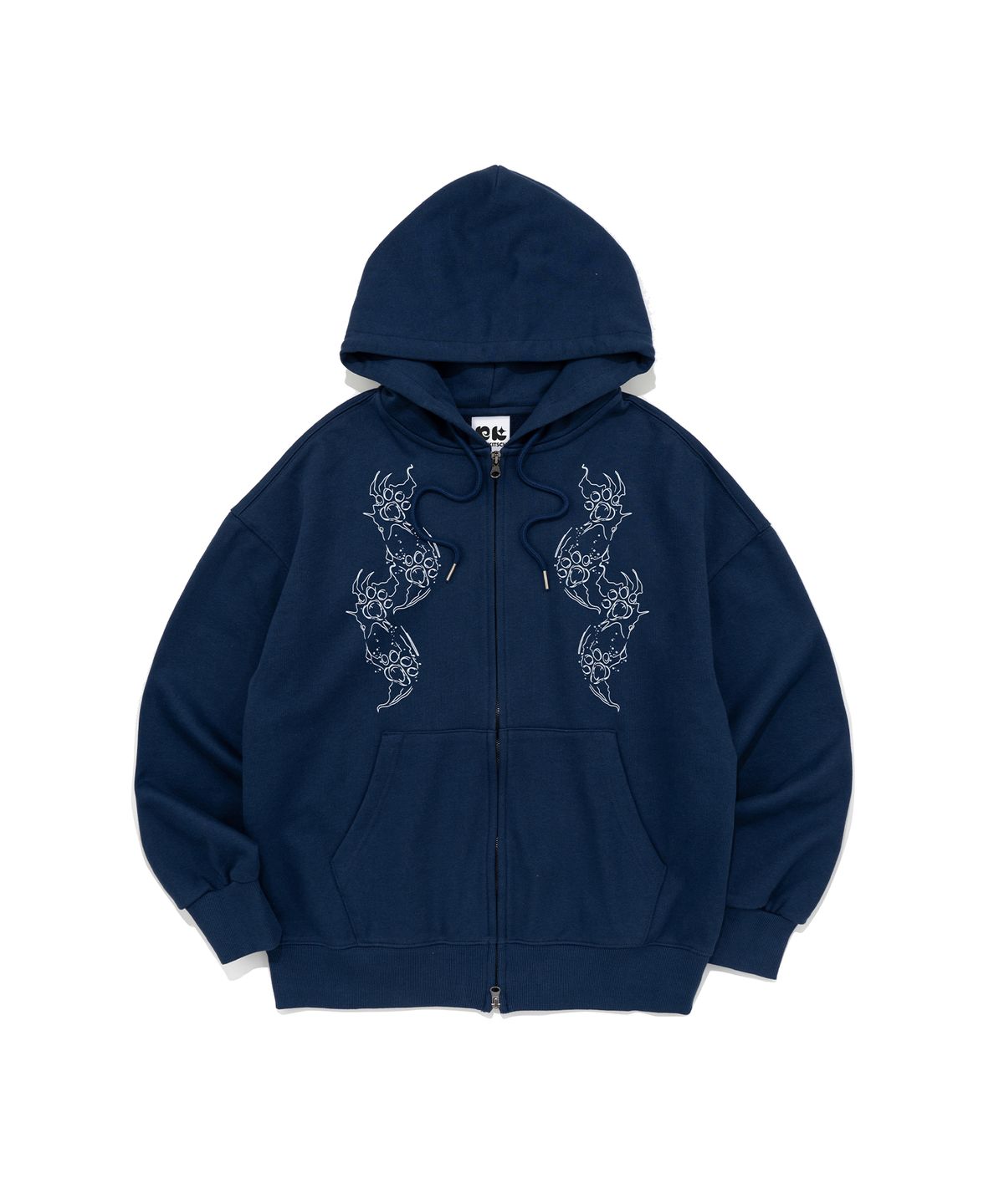 뉴키치(NEWKITSCH) CAT FOOTPRINT GRAPHIC HOOD ZIP-UP (DARK BLUE)