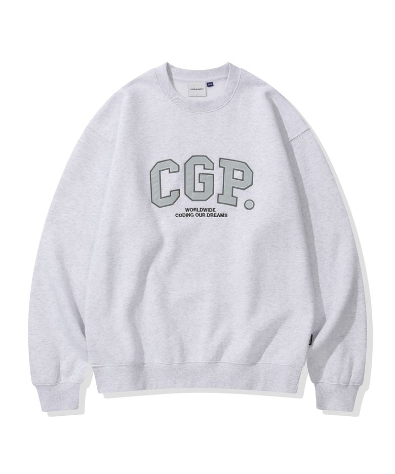 기모 CGP 아치 로고 맨투맨_멜란지그레이