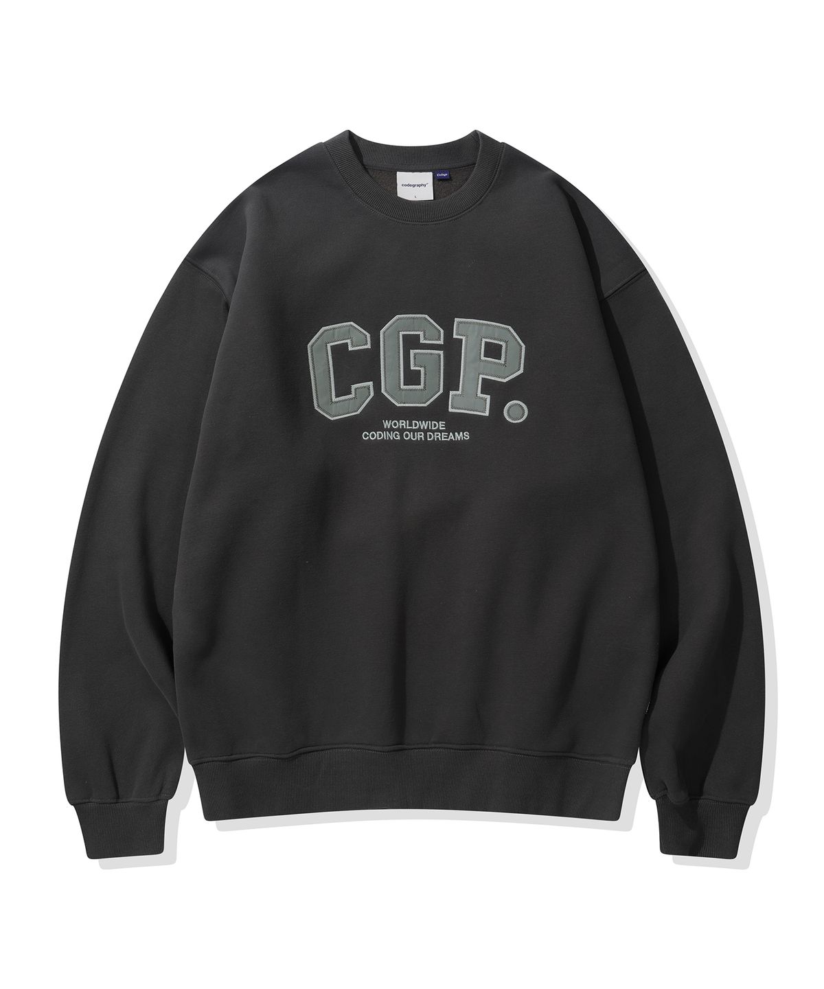 코드그라피(CGP) 기모 CGP 아치 로고 맨투맨_차콜