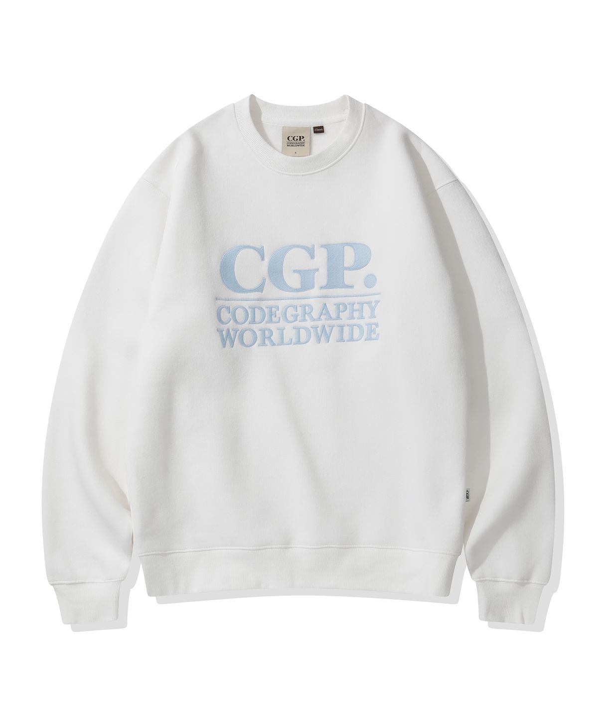 코드그라피(CGP) 기모 스퀘어 로고 맨투맨_오프화이트