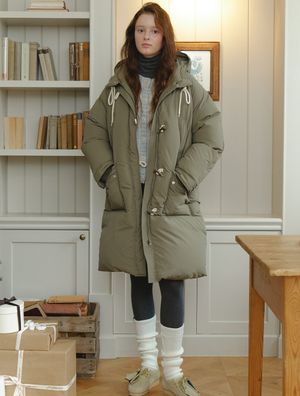 FishTail Duck Down Long Parka Field Coat - khaki