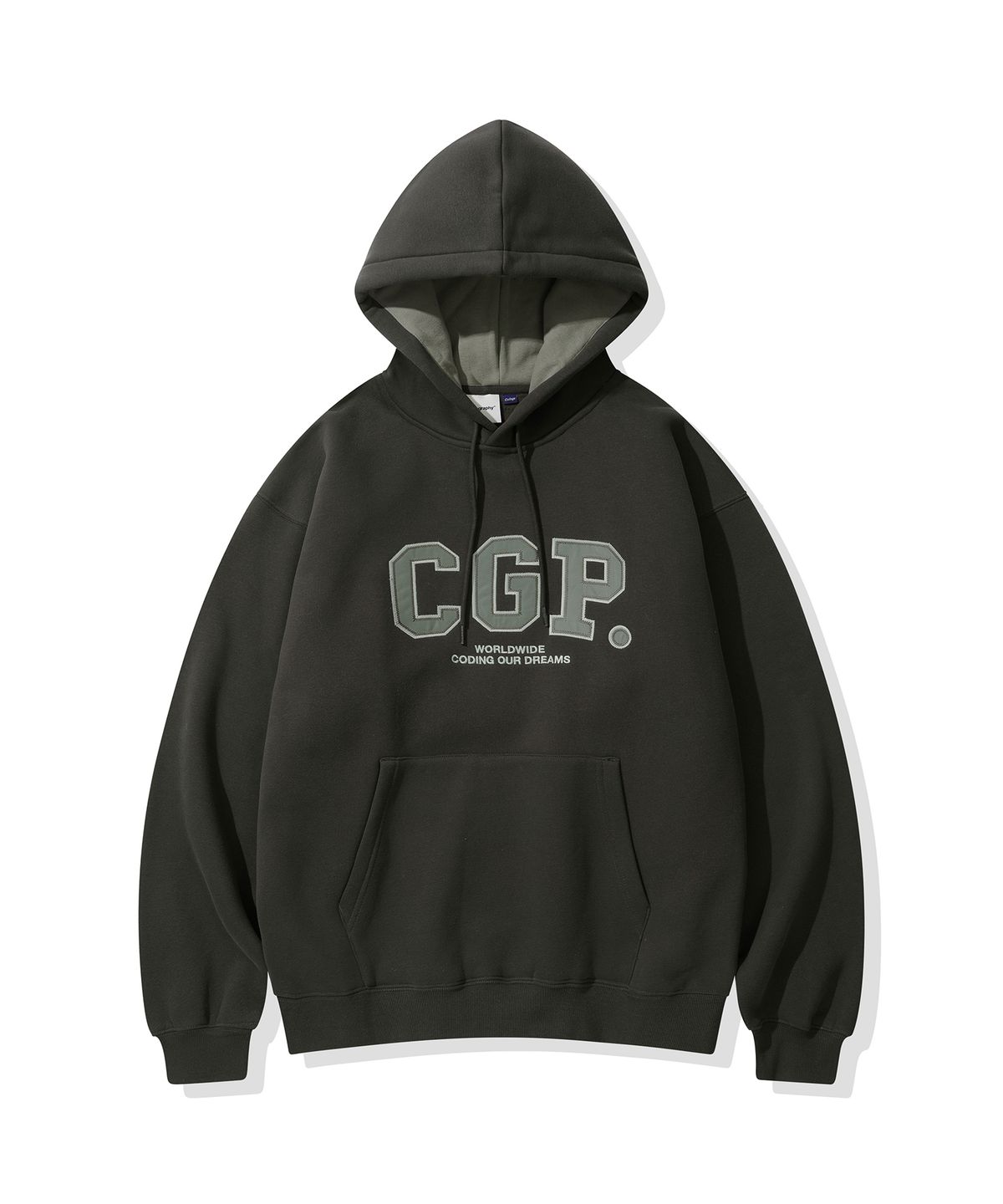 코드그라피(CGP) 기모 CGP 아치 로고 후디_차콜
