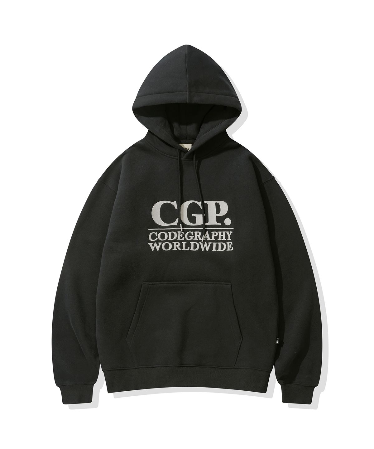 코드그라피(CGP) 기모 스퀘어 로고 후디_블랙