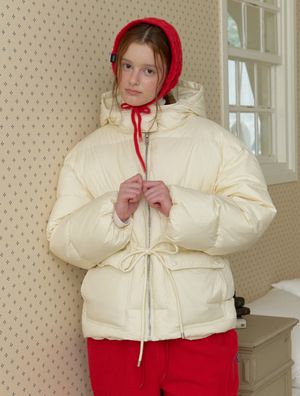 Cloud hooded puffer duck down padding - cream