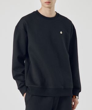 남녀공용 쿠션지 스웻셔츠 [매트 블랙]_HF4TS081