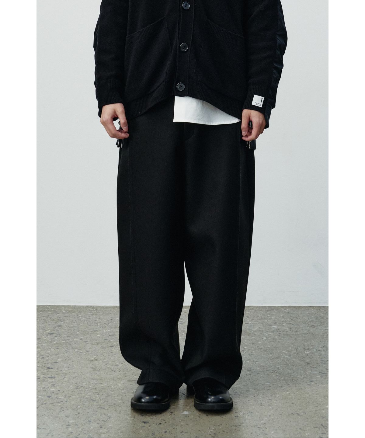 래코드(RECODE) Raw Edged Wide bonding Pants RKPAW25615BKX
