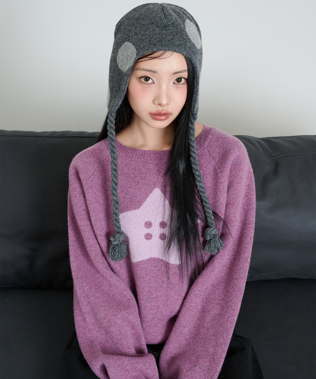 잇자바이브(ITZAVIBE) STAR BUTTON KNIT - PINK