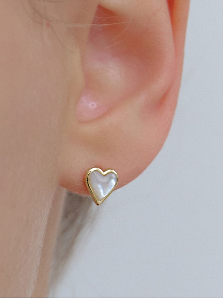 (SILVER 925) mother of pearl heart earring JE065
