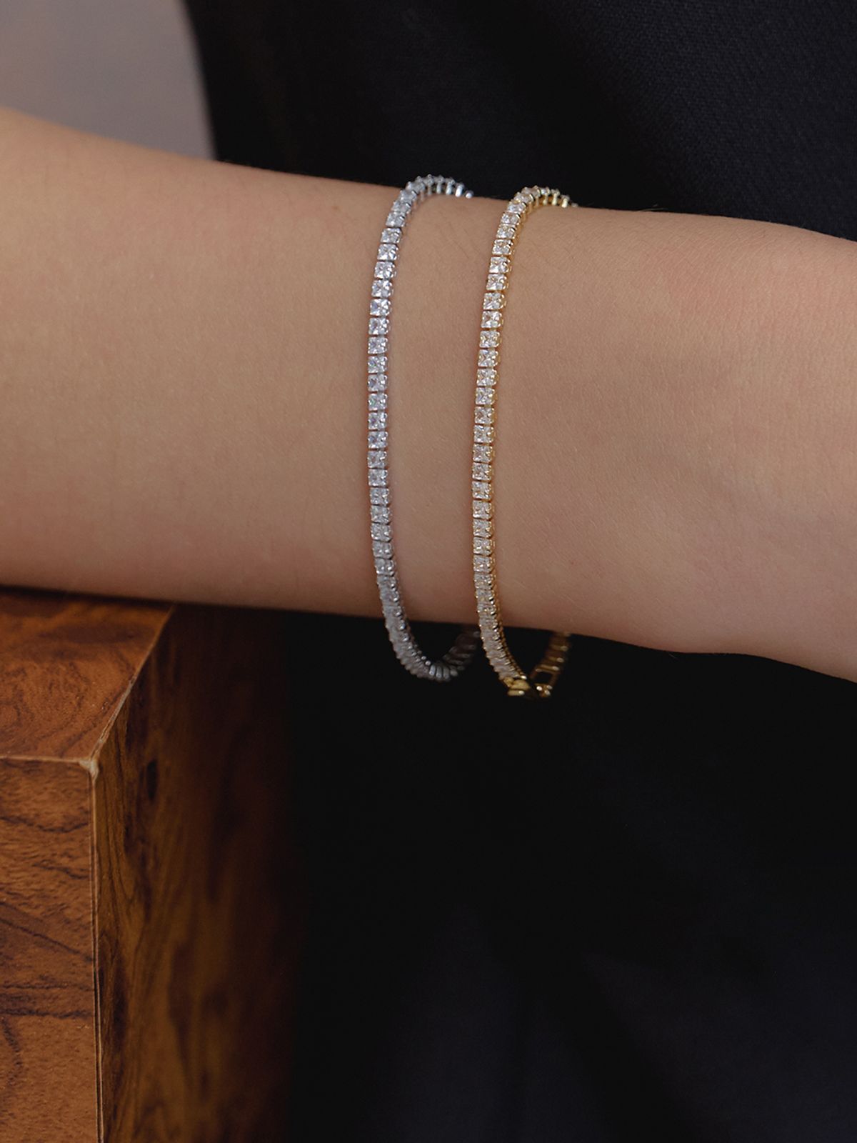오블라(OVLA) SQUARE TENNIS BRACELET_2COLOR JB009