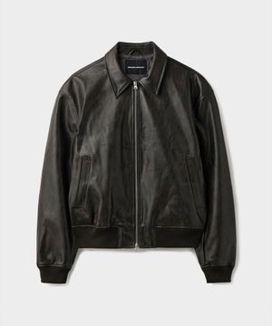 FAKE LEATHER SINGLE JACKET [DARK BROWN]