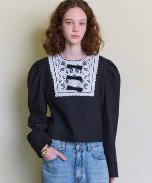 퀸즈 울 블라우스_블랙