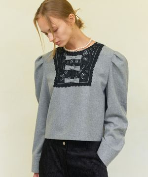 퀸즈 울 블라우스_그레이