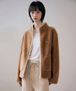 리얼 양털 플리스 집업 [카멜]