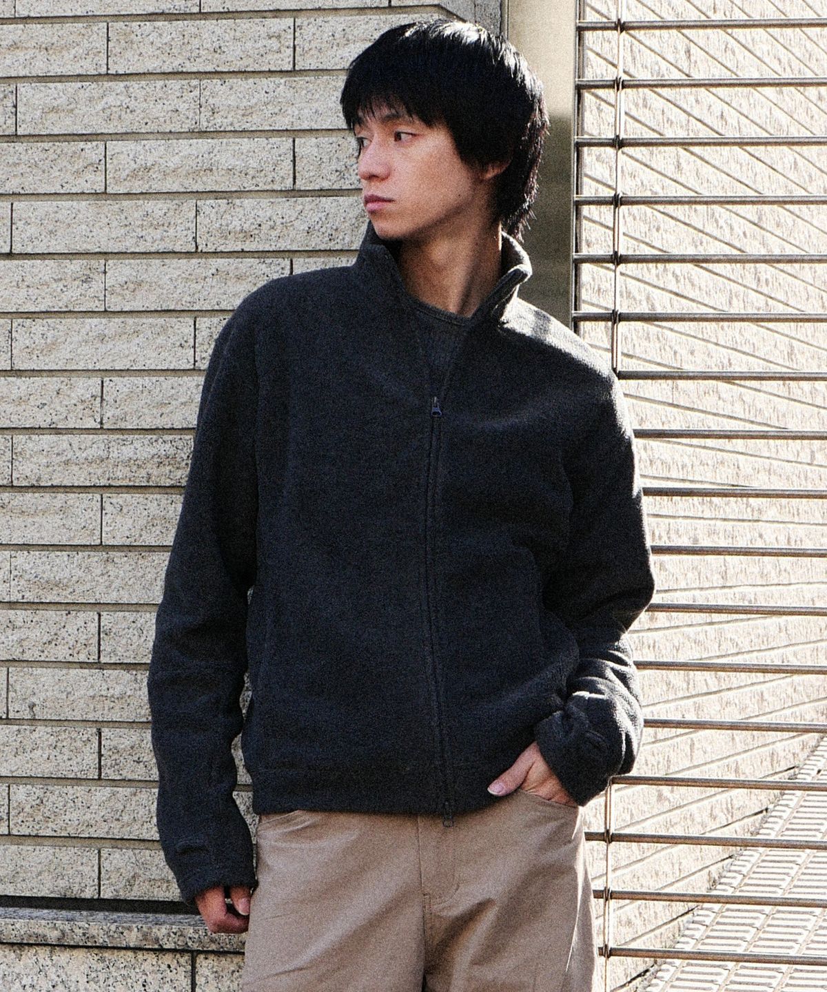 다이브인(DIVEIN) UNIFORM FLEECE ZIP-UP JERSEY (CHARCOAL)