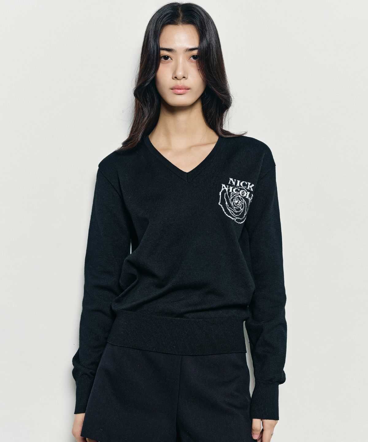닉앤니콜(NICK&NICOLE) NICOLE MINI ROSE JAQUARD KNIT_BLACK