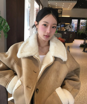 시어링 카라 무스탕 코트 [BEIGE] / WBE4L10525