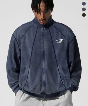 절개 피그먼트 오버로크 집업 자켓_3color