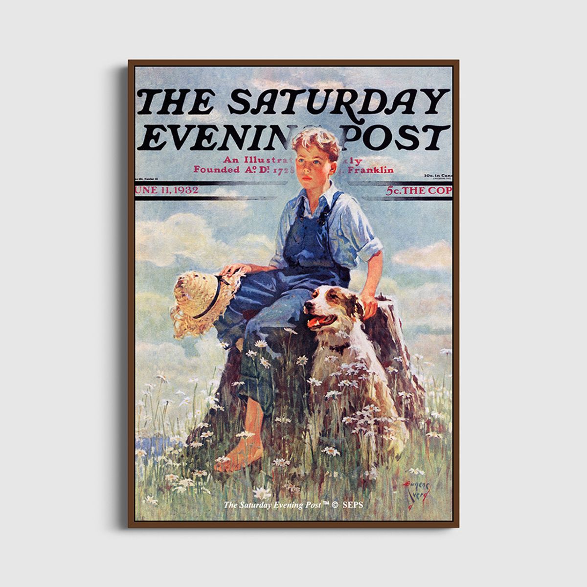 더 새터데이 이브닝 포스트(THE SATURDAY EVENING POST) SEP Framed Poster_Boy and Dog in Nature