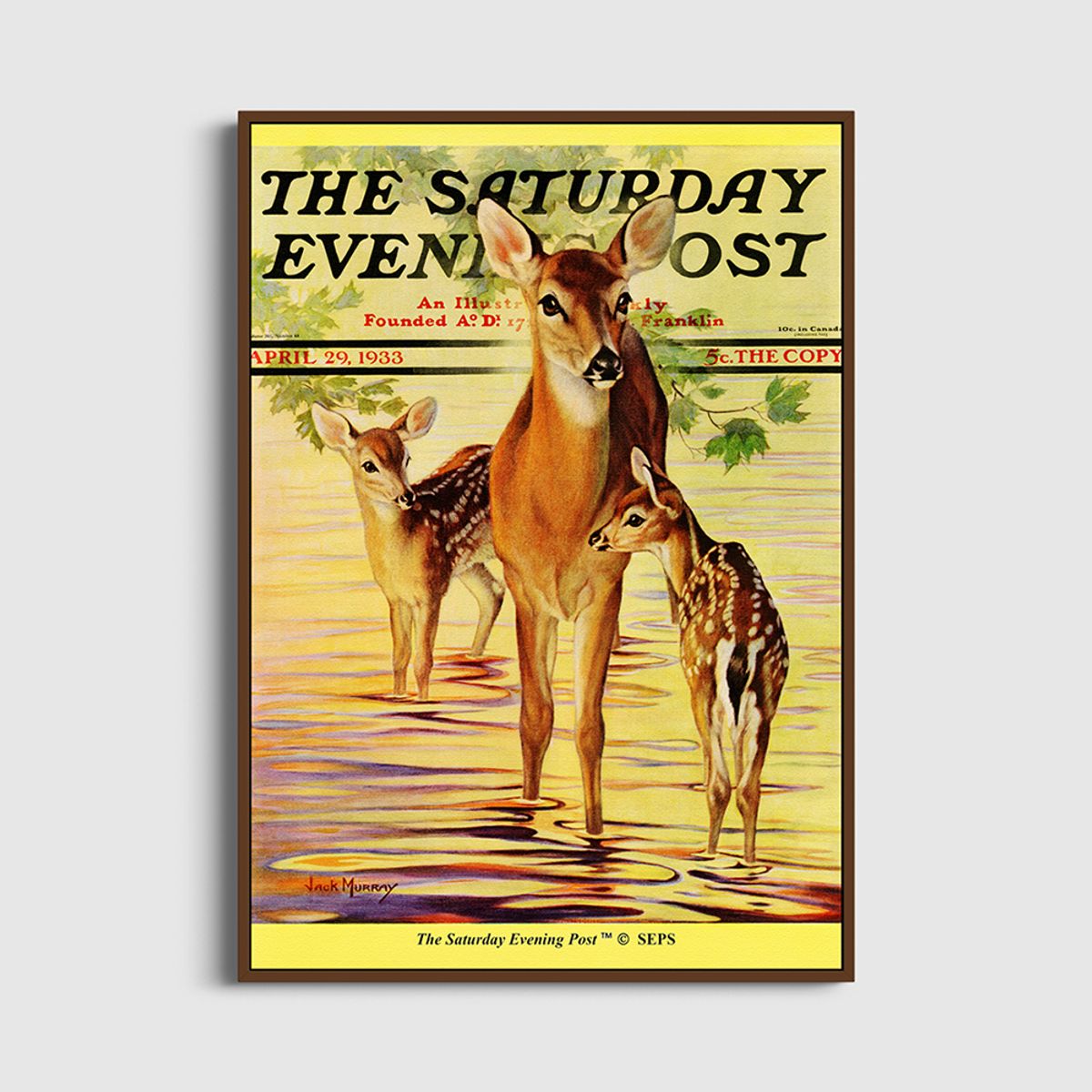 더 새터데이 이브닝 포스트(THE SATURDAY EVENING POST) SEP Framed Poster_Doe and Fawns