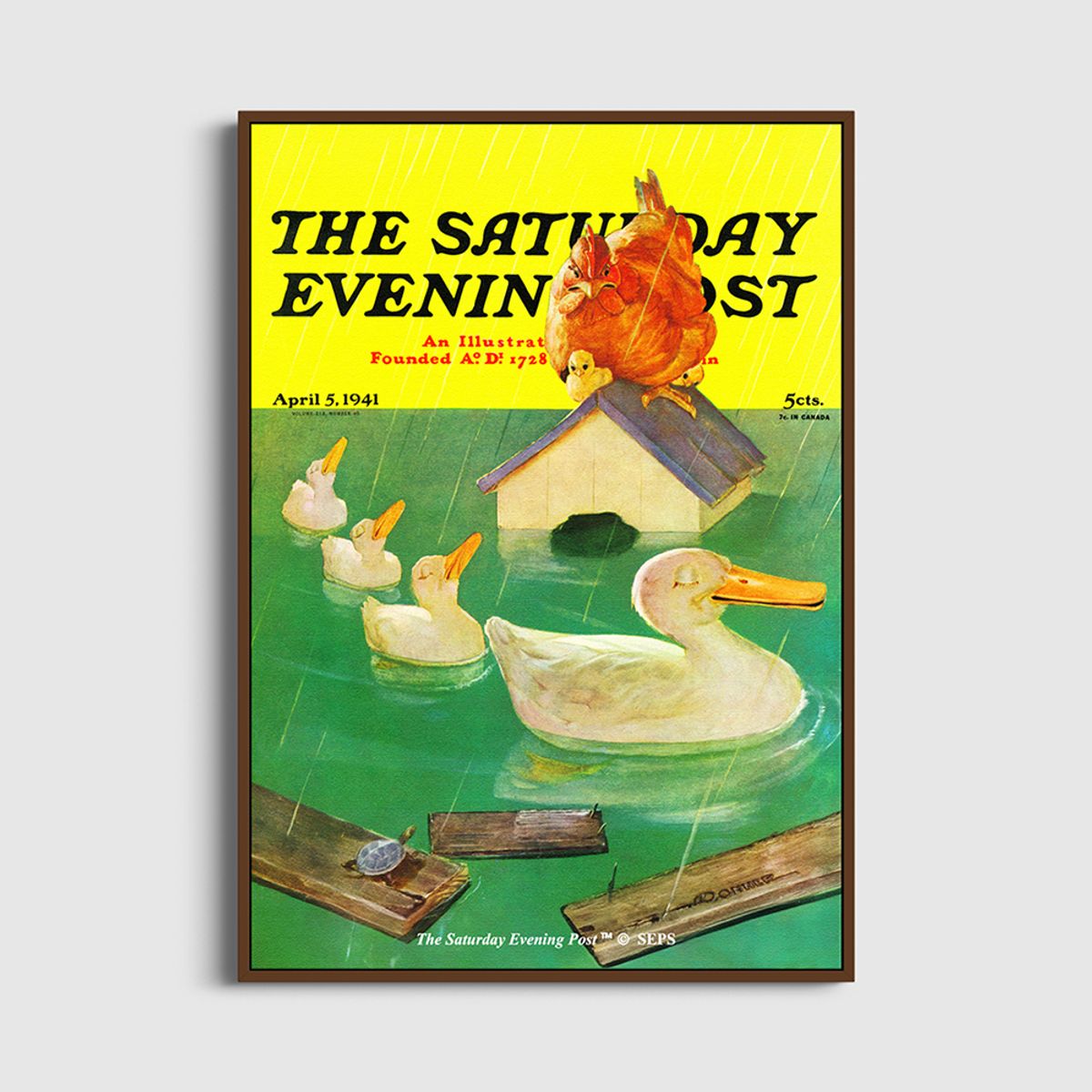 더 새터데이 이브닝 포스트(THE SATURDAY EVENING POST) SEP Framed Poster_Ducks in a Flood