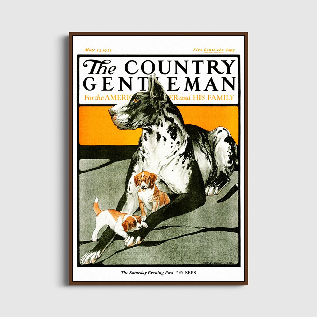 더 새터데이 이브닝 포스트(THE SATURDAY EVENING POST) SEP Framed Poster_Big Dog, Little Pups