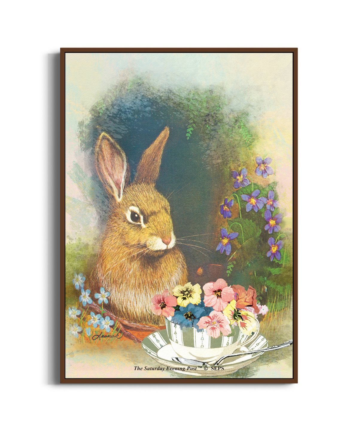 더 새터데이 이브닝 포스트(THE SATURDAY EVENING POST) SEP Framed Poster_Bunny and Flowers