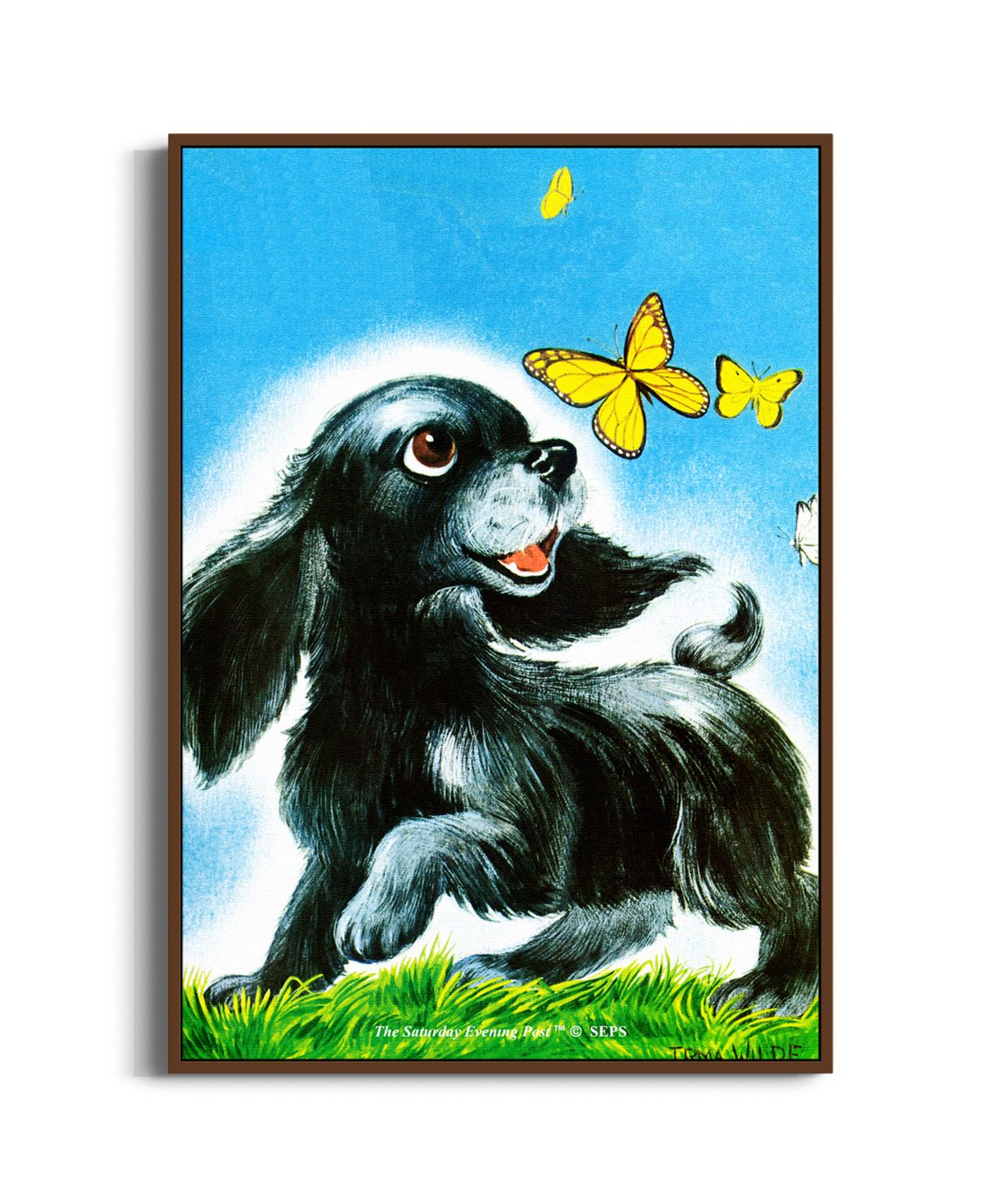 더 새터데이 이브닝 포스트(THE SATURDAY EVENING POST) SEP Framed Poster_Dog and Butterflies
