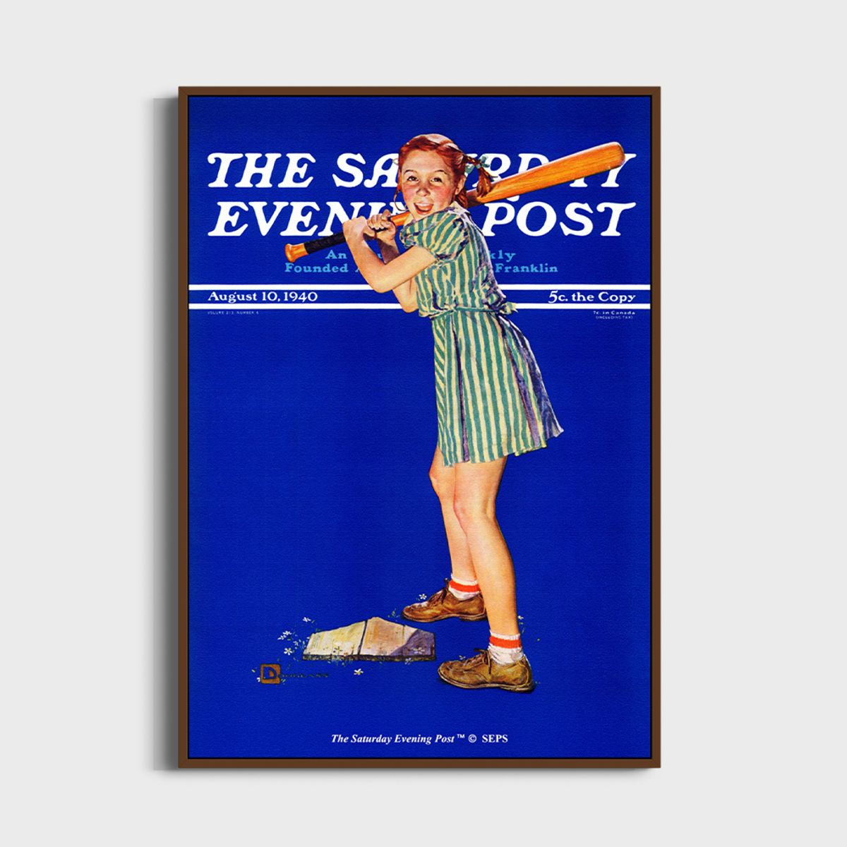 더 새터데이 이브닝 포스트(THE SATURDAY EVENING POST) SEP Framed Poster_Girl at Bat
