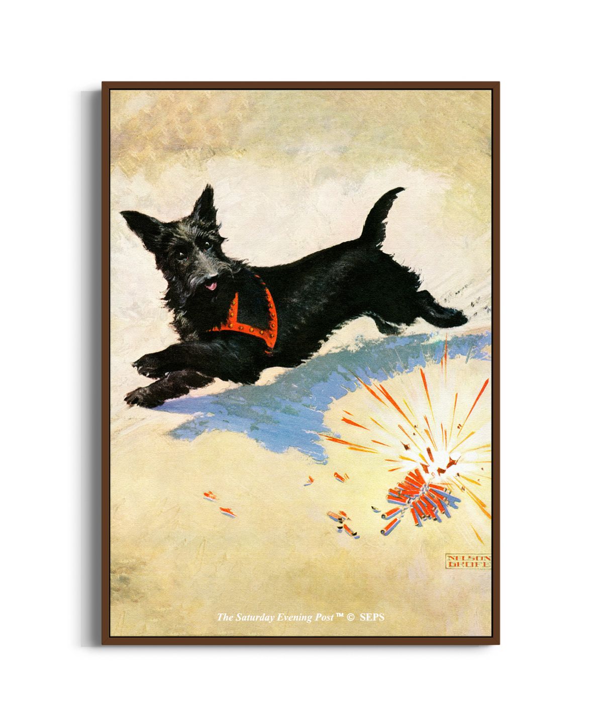 더 새터데이 이브닝 포스트(THE SATURDAY EVENING POST) SEP Framed Poster_Dog and Firecrackers