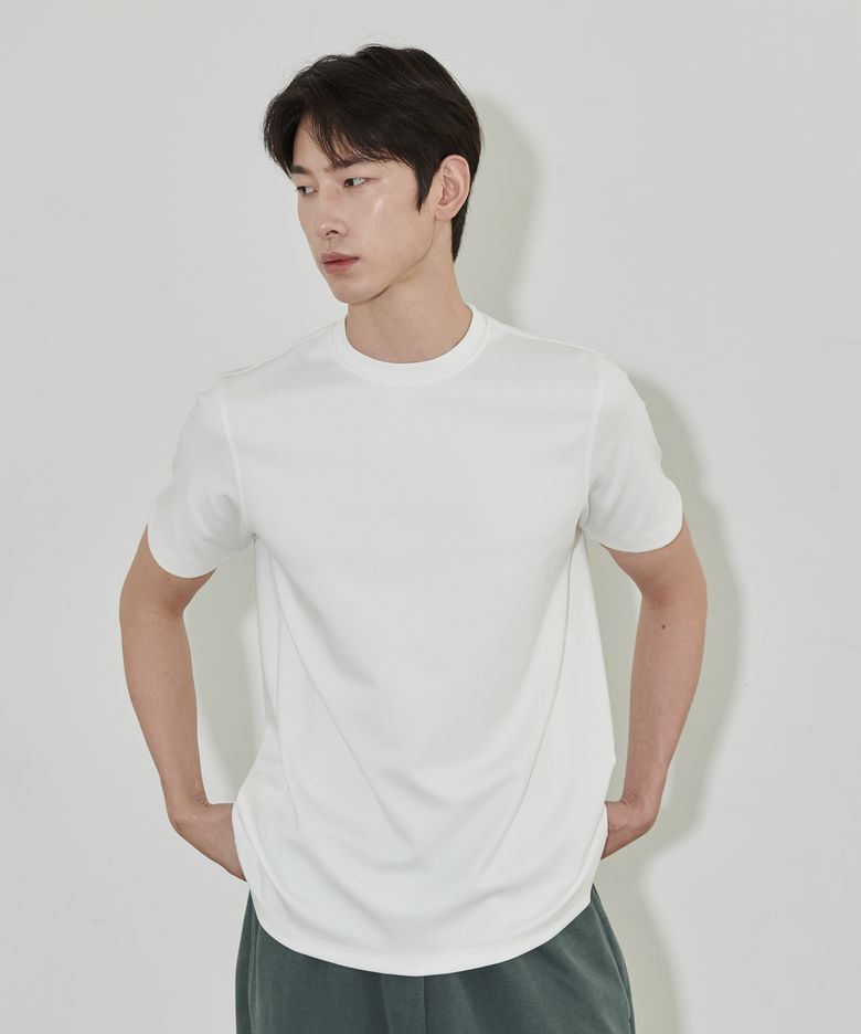 올라운드 소프트 세미 머슬핏 하프셔츠 (White)