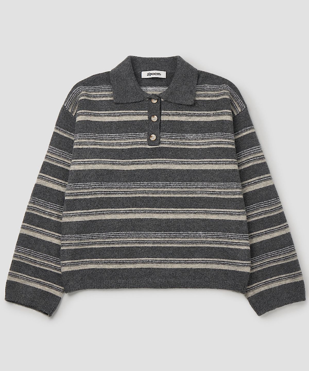 아포엠(APOEM) Stripe Collar Knit (2C)