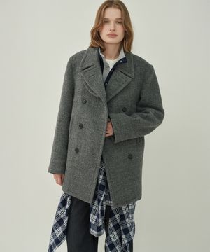 울 더블 피코트 - Gray