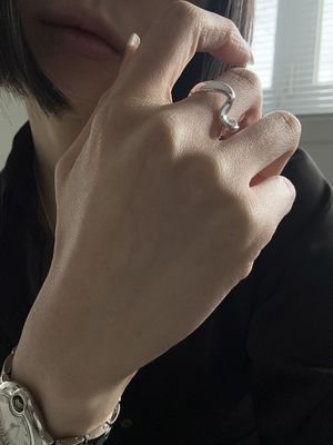 [925실버] 웨이브 넛 링