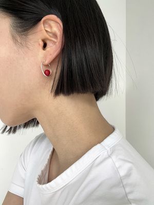[925실버] 레드 포인트 이어링