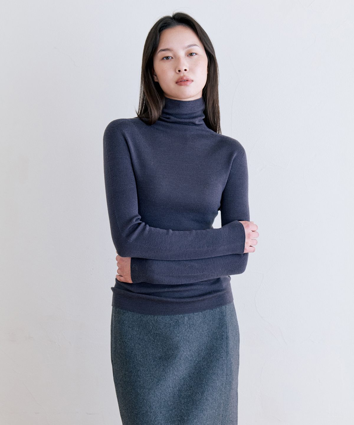 노티아(NOTIA) PREMIUM WOOL100 TURTLE NECK KNIT - CHARCOAL