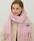 Wool Blended Line Checked Muffler - Light Pink
